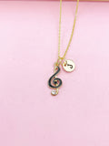 Gold Music Treble Clef Note Charm Necklace, N1068