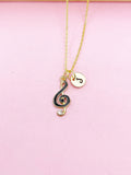 Gold Music Treble Clef Note Charm Necklace, N1068