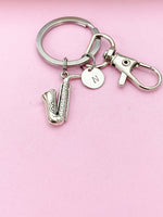 Silver Saxophone Musical Instrument Charm Keychain, N5471A