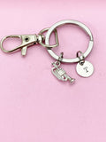 Trumpet Keychain, Silver Charm, Initial Charm, Music Gift