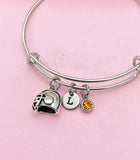 Silver Football Helmet Charm Bracelet, N681
