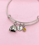 Silver Football Helmet Charm Bracelet, N681