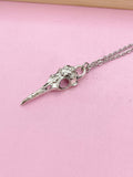 Halloween Raven Bird Skull Necklace, Gothic Jewelry, N975D