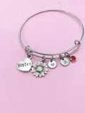 Best Christmas Gift Sister Bracelet, Sunflower Charm, Sister Charm, Heart Charm Bracelet, Sister Gift, Personalized Gift, N3926