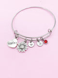 Best Christmas Gift Sister Bracelet, Sunflower Charm, Sister Charm, Heart Charm Bracelet, Sister Gift, Personalized Gift, N3926