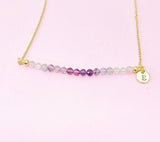 Fluorite Necklace Natural Gemstone Jewelry, Gold Necklace, Personalized Customized Gifts, N4277C