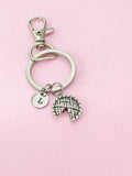 Silver Pie Keychain, Personalized Initial Charm, Thanksgiving Gift