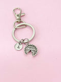 Silver Pie Keychain, Personalized Initial Charm, Thanksgiving Gift