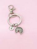 Silver Pie Keychain, Personalized Initial Charm, Thanksgiving Gift