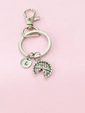 Silver Pie Keychain, Personalized Initial Charm, Thanksgiving Gift
