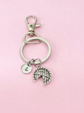 Silver Pie Keychain, Personalized Initial Charm, Thanksgiving Gift