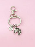 Silver Pie Keychain, Personalized Initial Charm, Thanksgiving Gift