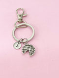 Silver Pie Keychain, Personalized Initial Charm, Thanksgiving Gift