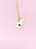 Gold Ace of Spades Charm Necklace, A Black Spades Card Poker Jewelry Gifts, Card Option, N3214D