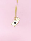 Gold Ace of Spades Charm Necklace, A Black Spades Card Poker Jewelry Gifts, Card Option, N3214D