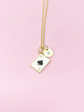 Gold Ace of Spades Charm Necklace, A Black Spades Card Poker Jewelry Gifts, Card Option, N3214D