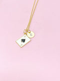 Gold Ace of Spades Charm Necklace, A Black Spades Card Poker Jewelry Gifts, Card Option, N3214D