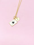 Gold Ace of Spades Charm Necklace, A Black Spades Card Poker Jewelry Gifts, Card Option, N3214D