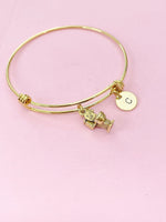 Gold Cute Toilet Charm Bracelet Bangle, Toilet Charms, Toilet Pendants, Plumber Gifts, Personalized Gift, N467A