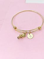 Gold Cute Toilet Charm Bracelet Bangle, Toilet Charms, Toilet Pendants, Plumber Gifts, Personalized Gift, N467A