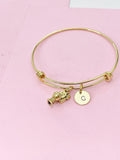 Gold Cute Toilet Charm Bracelet Bangle, Toilet Charms, Toilet Pendants, Plumber Gifts, Personalized Gift, N467A