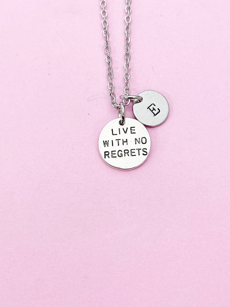 Silver Live with No Regrets Charm Necklace, N2303