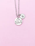 Silver Live with No Regrets Charm Necklace, N2303