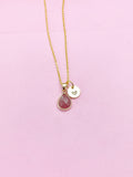 Gold Strawberry Quartz Necklace, Natural Gemstone Jewelry, N4945