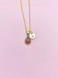 Gold Strawberry Quartz Necklace, Natural Gemstone Jewelry, N4945