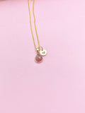 Gold Strawberry Quartz Necklace, Natural Gemstone Jewelry, N4945