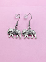 Silver Elephant Charm Dangle Earrings, N1010A