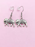 Silver Elephant Charm Dangle Earrings, N1010A