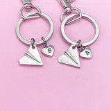 Best Friends Airplane Keychain Set, Initial Charm