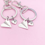 Best Friends Airplane Keychain Set, Initial Charm