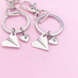 Best Friends Airplane Keychain Set, Initial Charm