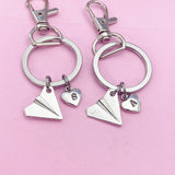 Best Friends Airplane Keychain Set, Initial Charm