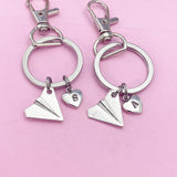 Best Friends Airplane Keychain Set, Initial Charm