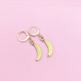 Gold Yellow Banana Earrings, Foodie Earrings, N3191