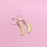 Gold Yellow Banana Earrings, Foodie Earrings, N3191