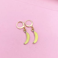 Gold Yellow Banana Earrings, Foodie Earrings, N3191