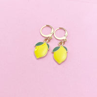 Yellow Green Lemon Earrings, Gold Lemon Lime Earrings, N4753B