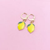 Yellow Green Lemon Earrings, Gold Lemon Lime Earrings, N4753B