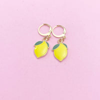 Yellow Green Lemon Earrings, Gold Lemon Lime Earrings, N4753B