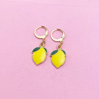 Yellow Green Lemon Earrings, Gold Lemon Lime Earrings, N4753B