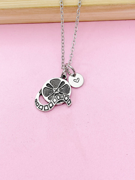 Silver Film Reel Charm Necklace, Movie Gifts, N85
