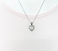 Silver TINY Heart Locket Necklace Personalized Customized Monogram Made to Order Jewelry, D392