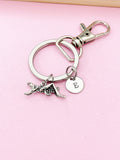 Silver Grasshopper Keychain, Initial Charm, Personalized Gift