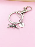 Silver Grasshopper Keychain, Initial Charm, Personalized Gift