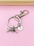 Silver Grasshopper Keychain, Initial Charm, Personalized Gift