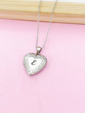 Silver Heart Locket Necklace Personalized Customized Monogram Made to Order Jewelry, D324M
